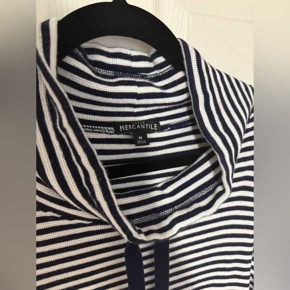 J.Crew Mercantile Striped Waffle Funnelneck Sweatshirt | Nautical Layer | Size M - Picture 5 of 13